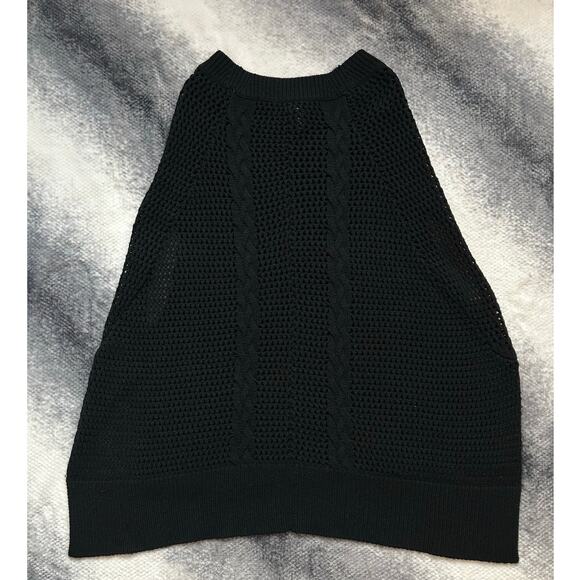 Allsaints Open Knit Erbus Black Pullover Hi Low Cape Size 4 - 6 Small - Picture 6 of 11